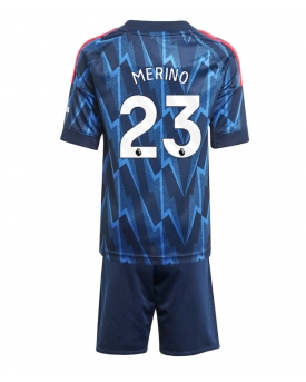 Billige Fotballdrakt Arsenal Mikel Merino #23 Replika Bortedraktsett Barn 2025-26 Kortermet (med bukser)